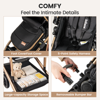 INFANS 2 in 1 Baby Stroller, Folding Newborn Pram Convertible Stroller High Landscape Shock Absorption