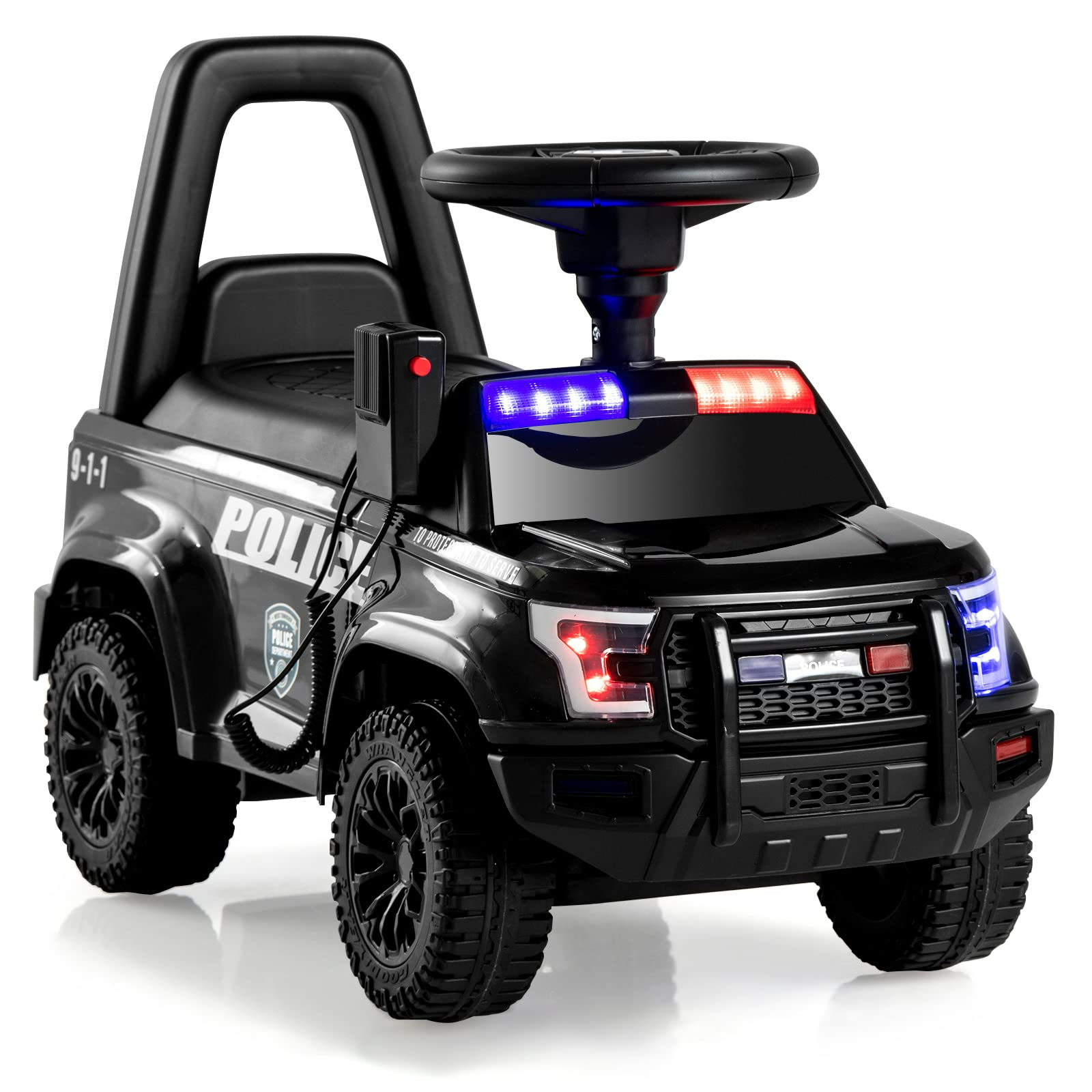 INFANS Ride on Push Police Car, Toddler Foot-to-Floor Sliding Toy, Kids Racer Walking Gift