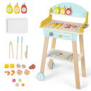 INFANS Kids Grill Playset, Wooden Pretend BBQ Toy Set with 21 Food Accessories, Role Play Kitchen Cooking Set