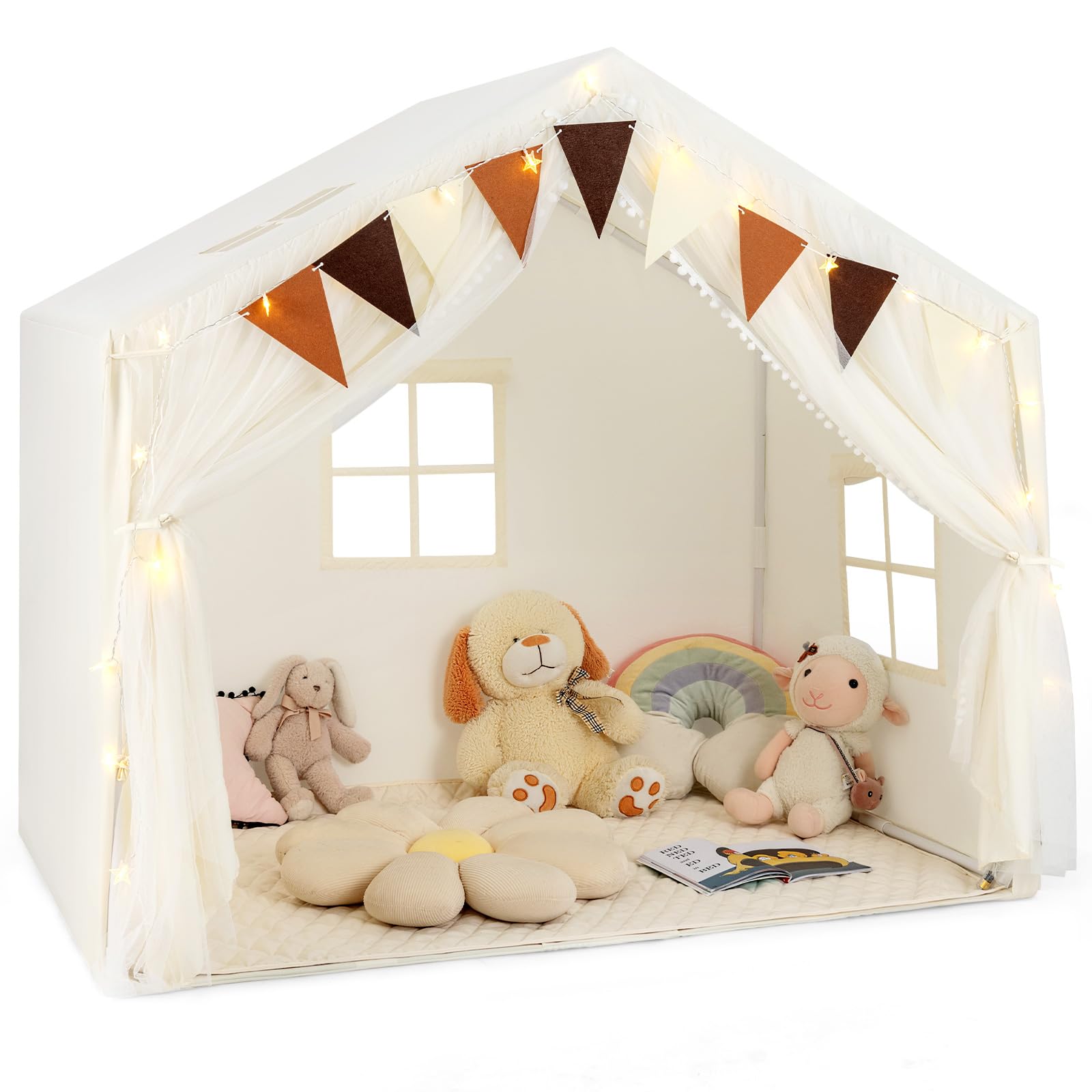 INFANS Kids Play Tent, Large Size Playhouse with Star Light Windows, Indoor Outdoor Princess Tents Castle for Toddlers