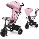 INFANS Kids Tricycle, 6 in 1 Baby Trike Toddler Bike with Reversible Seat, Adjustable Push Handle, Removable Canopy