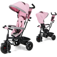 INFANS Kids Tricycle, 6 in 1 Baby Trike Toddler Bike with Reversible Seat, Adjustable Push Handle, Removable Canopy