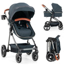 INFANS 2 in 1 Baby Stroller, Convertible Stroller, Foldable High Landscape Shock Absorption with Reversible Seat