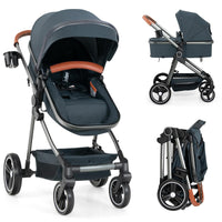 INFANS 2 in 1 Baby Stroller, Convertible Stroller, Foldable High Landscape Shock Absorption with Reversible Seat