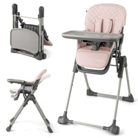 INFANS Baby High Chair, Convertible Quick Folding Portable Highchair for Babies with Wheels Removable Tray