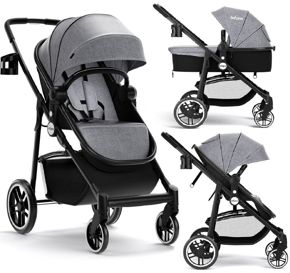 INFANS 2 in 1 Baby Stroller, High Landscape Infant Stroller, Foldable Pushchair