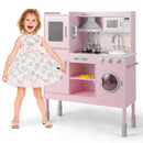 INFANS Kids Kitchen Playset, Toddler Wooden Pretend Cooking Set with Realistic Light Sound