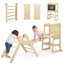 INFANS Climbing Toys for Toddlers, 8 in 1 Foldable Wood Pikler Montessori Jungle Gym, Indoor Kids Playground Climber Triangle Set