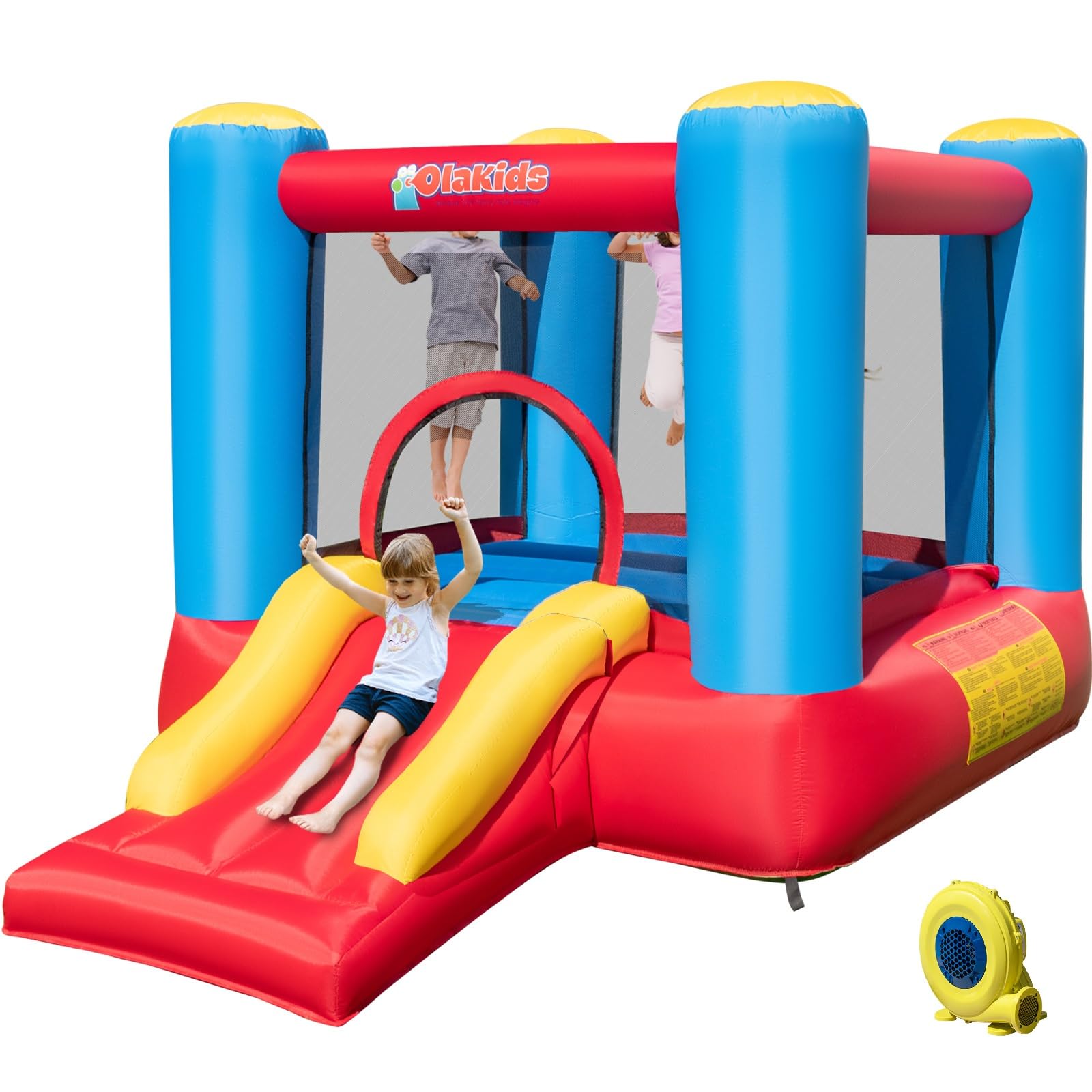 INFANS Inflatable Bounce House, 3 in 1 Kids Jumping Castle, Indoor Outdoor Inflatable Obstacle Course (with 480W Blower)