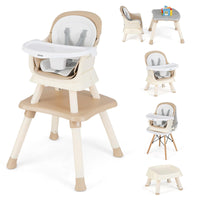 INFANS 8 in 1 Baby High Chair, Convertible Highchair for Babies and Toddlers, Infant Dining Booster Seat, Kids Stool Table Chair Set