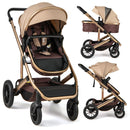 INFANS 2 in 1 Baby Stroller, Folding Newborn Pram Convertible Stroller High Landscape Shock Absorption