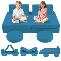 INFANS Modular Kids Play Couch, 6 PCS Toddler Creative Sectional Fort Building Sofa for Playroom, Bedroom