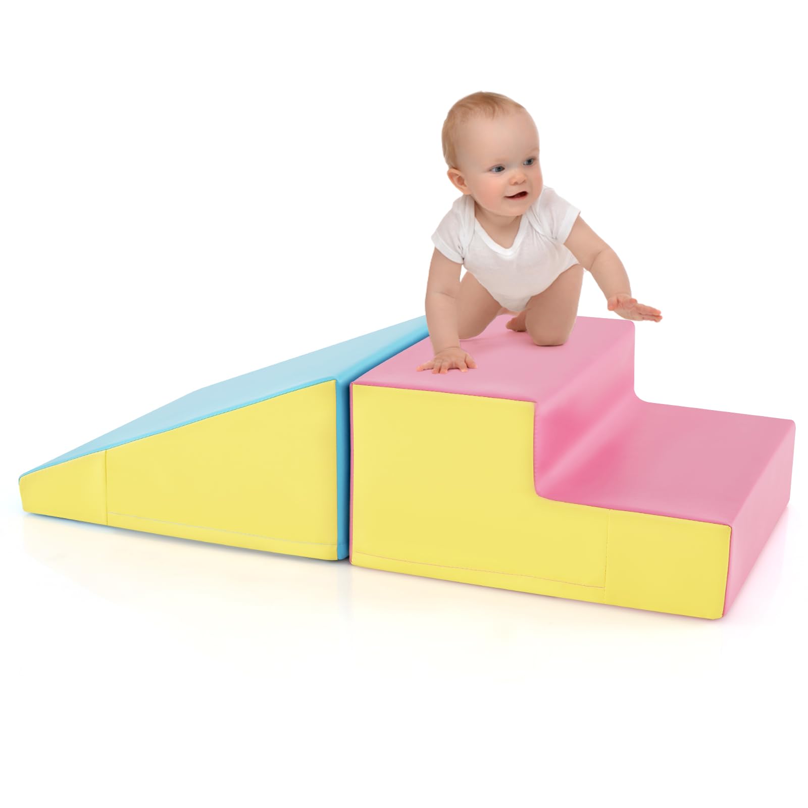 INFANS Climbing Toys for Toddlers, Indoor Baby Foam Climbing Blocks Soft Play Set with PU Leather
