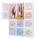 INFANS Children Wardrobe, Kid Closet Portable Baby Dresser Cute for Kids Bedroom Nursery Armoire with Doors