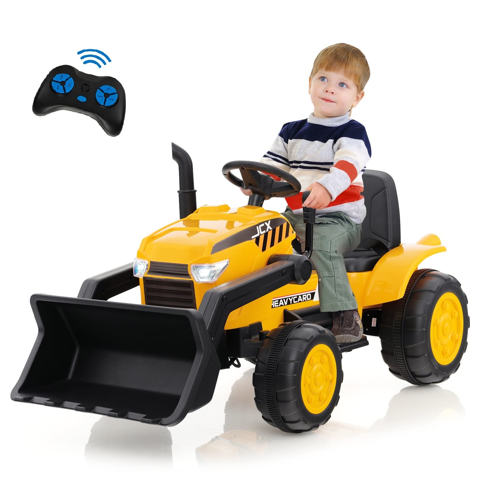 INFANS Kids Ride on Car, 12V Electric Excavator Vehicle Construction Truck, Toddlers Battery Powered Bulldozer Tractor