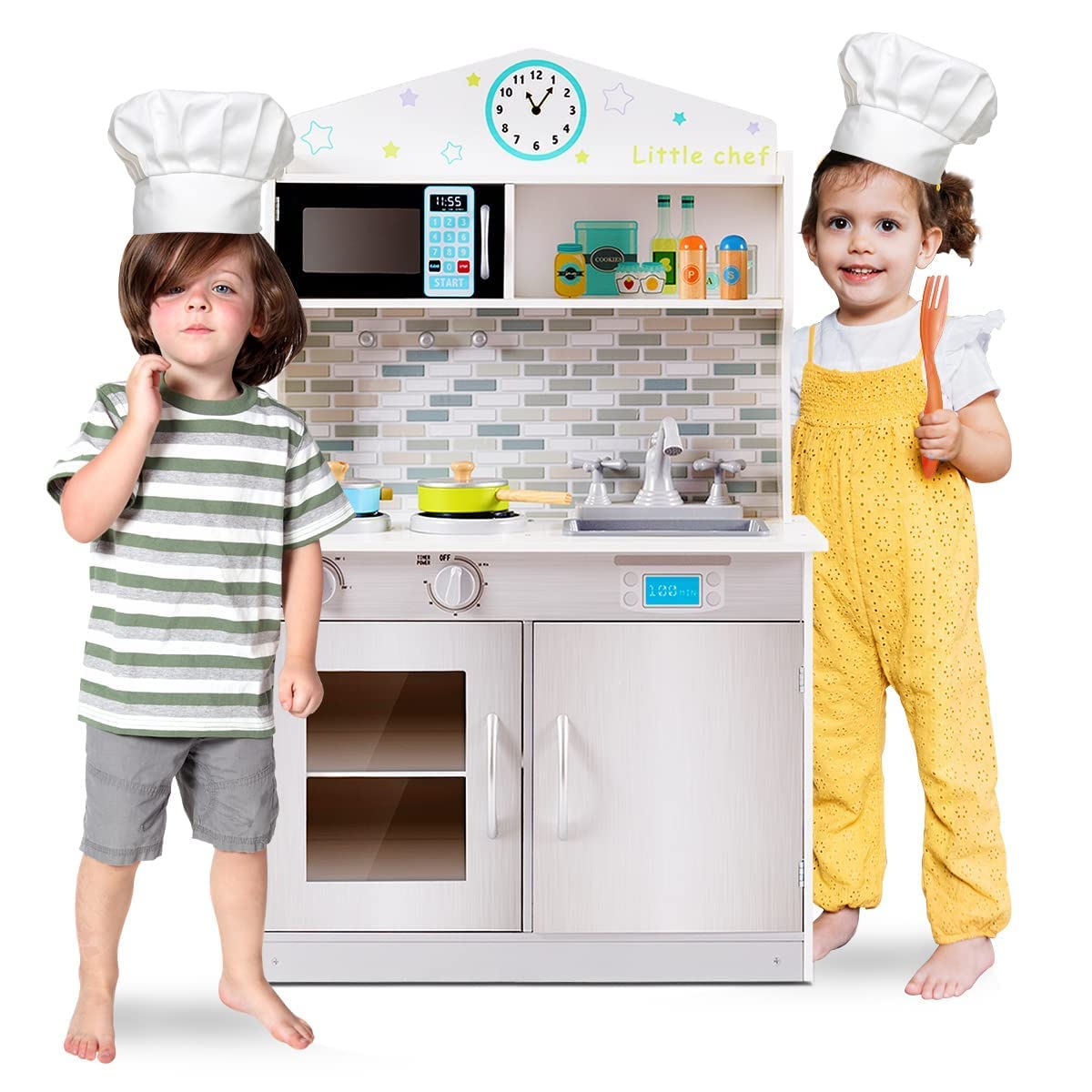 Pretend Cooking Food Set for Toddlers with Real Light and Sound for Boys Girls