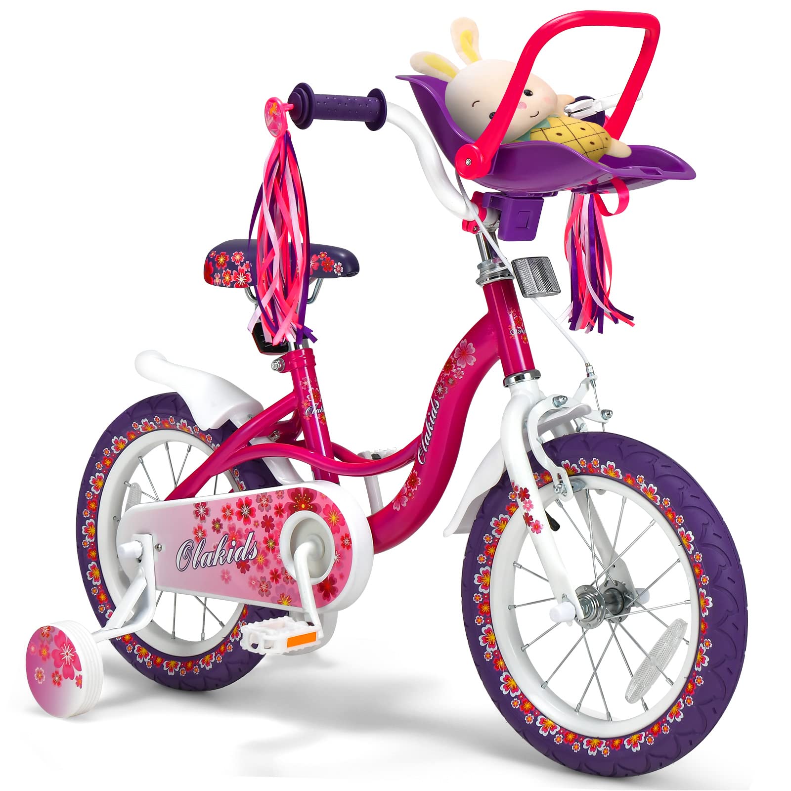 INFANS Kids Bike for Girls, 14 16 Inch Children's Bicycle with Removable Training Wheels and Doll Seat