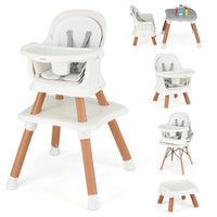 INFANS 8 in 1 Baby High Chair, Convertible Highchair for Babies and Toddlers, Infant Dining Booster Seat, Kids Stool Table Chair Set