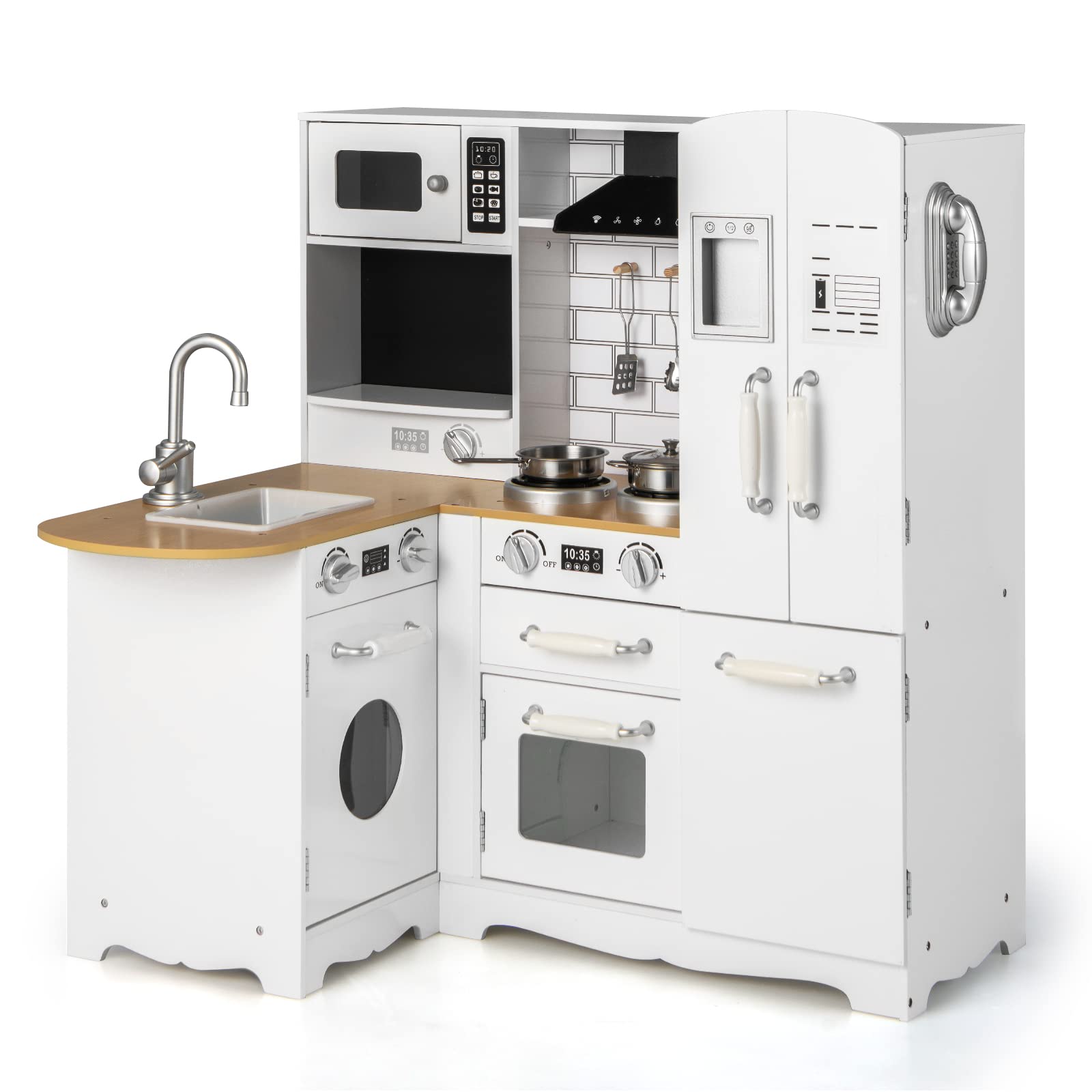 Wooden Play Kitchen for Toddlers with Sound