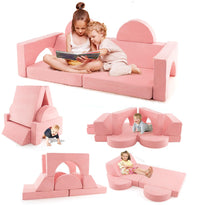INFANS Mondular Kids Play Couch, 8PCS Toddler Sectional Sofa Building Fort for Bedroom, Imaginative Convertible Floor Cushion