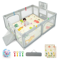 INFANS Baby Playpen, 74” x 62” Extra Large Baby Play Yard with Crawling Mat, Indoor Activity Center