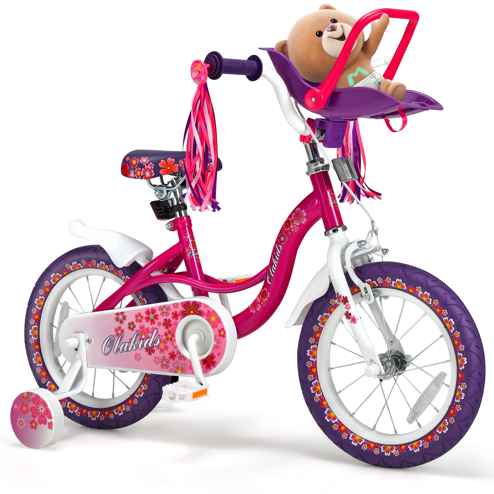 INFANS Kids Bike for Girls, 14 16 Inch Children's Bicycle with Removable Training Wheels and Doll Seat
