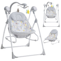 INFANS 2 in 1 Baby Swing and Bouncer for Infants, Portable Newborn Rocker with 5 Speed Sway Music Timing 2 Toys Remote Control, Easy Fold, Compact Electric Baby Swing for 0-6 Months Boy Girl INFANS