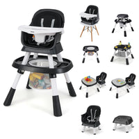 INFANS 9 in 1 High Chair, Convertible Baby Highchair, Table and Chair Set Building Block Infant Dining Booster Seat