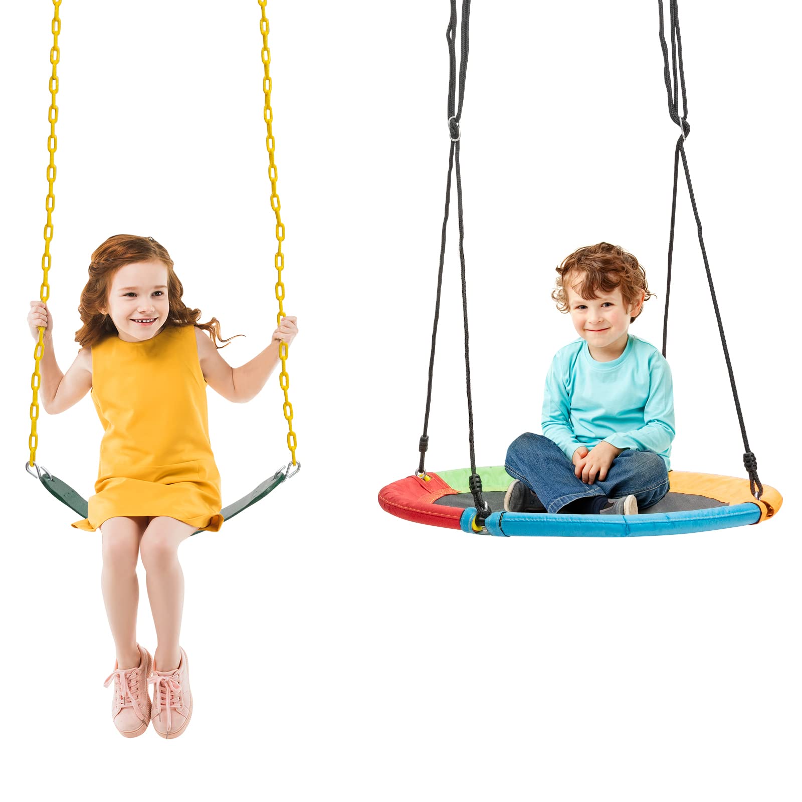 INFANS 660lbs 40 Inch Saucer Tree Swing, Round Flying Swing Seat for Kids, Outdoor Round Platform Swing