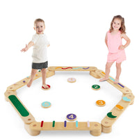 INFANS Wooden Balance Beam Stepping Stones for Kids, Montessori 12 Piece Obstacle Felt Course Gymnastics Toy for Playroom Indoor