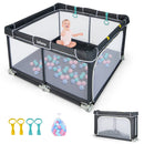 INFANS Baby Playpen, 50’’x50’’ Foldable Large Baby Playard, Indoor Outdoor Kids Activity Center Baby Fence