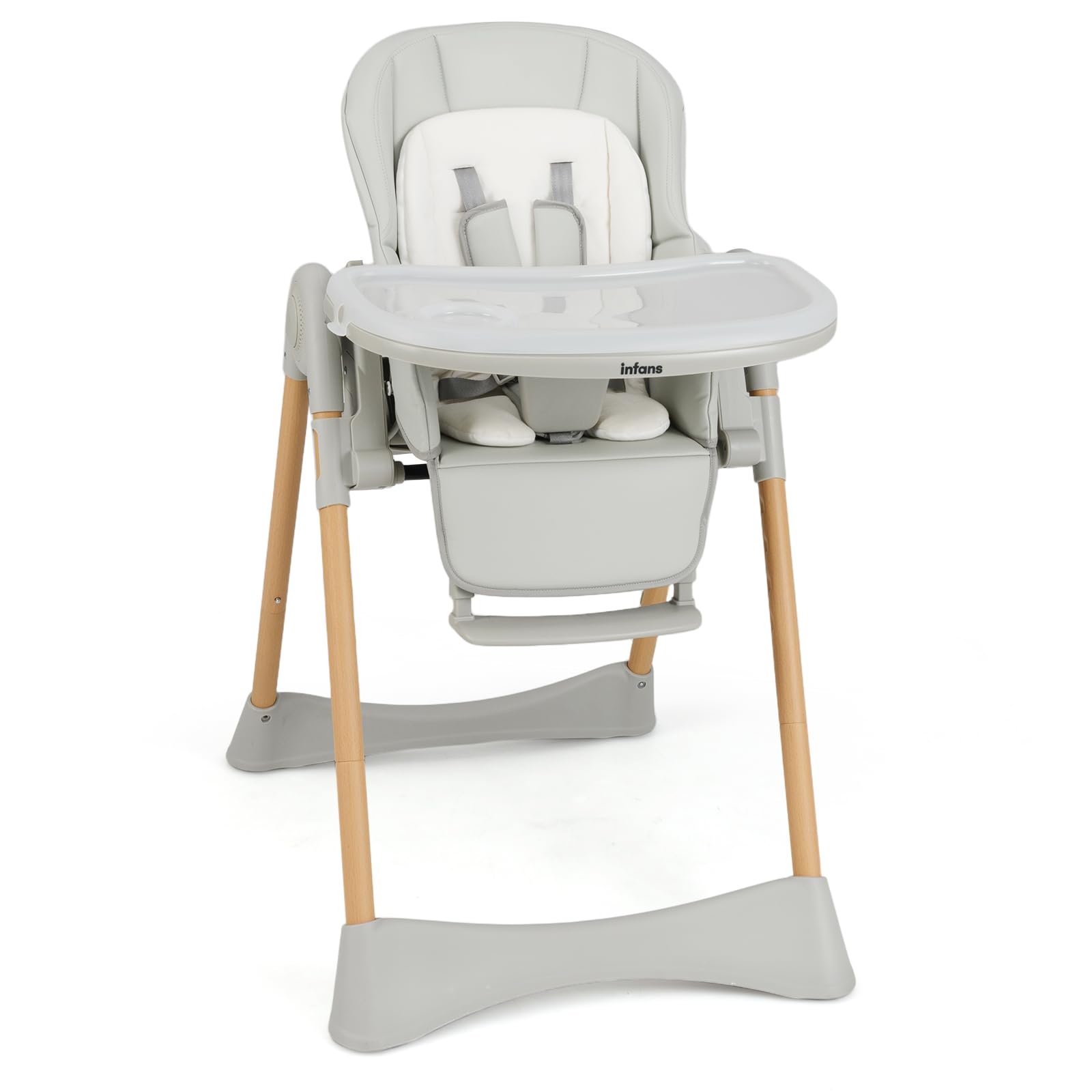 INFANS Baby High Chair, High Chairs for Babies & Toddlers with Adjustable Height, Easy to Clean Convertible Quick Folding