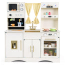 INFANS Kids Kitchen Playset Cooking Toy Kitchen Set with Coffee Machine Stove Removable Sink Microwave Storage Cabinet