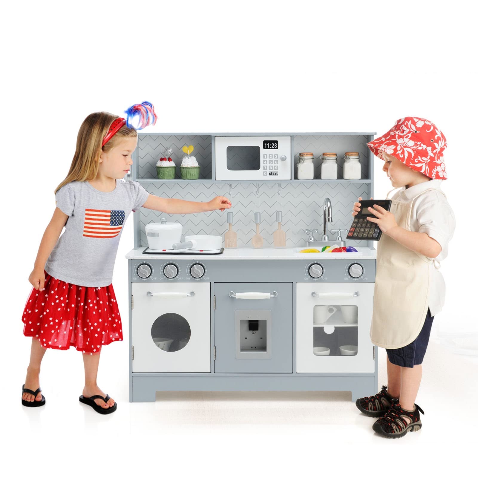 Pretend Cooking Food Set for Toddlers with Real Light and Sound for Boys Girls