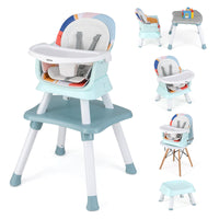 INFANS 8 in 1 Baby High Chair, Convertible Highchair for Babies and Toddlers, Infant Dining Booster Seat, Kids Stool Table Chair Set