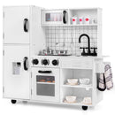 INFANS Play Kitchen for Kids, Wooden Kids Play Kitchen Playset with Realistic Light & Sounds, Children Pretend Cooking Toy Set