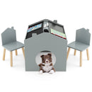 INFANS Kids Table and Chair Set, Wood Multi Activity Table with Blackboard for Toddler Playing Drawing Reading Arts Crafts