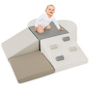 INFANS Climbing Toys for Toddlers, 6 Pieces Baby Foam Blocks Soft Play Set, Indoor Kids Climb and Crawl Sliding Structure