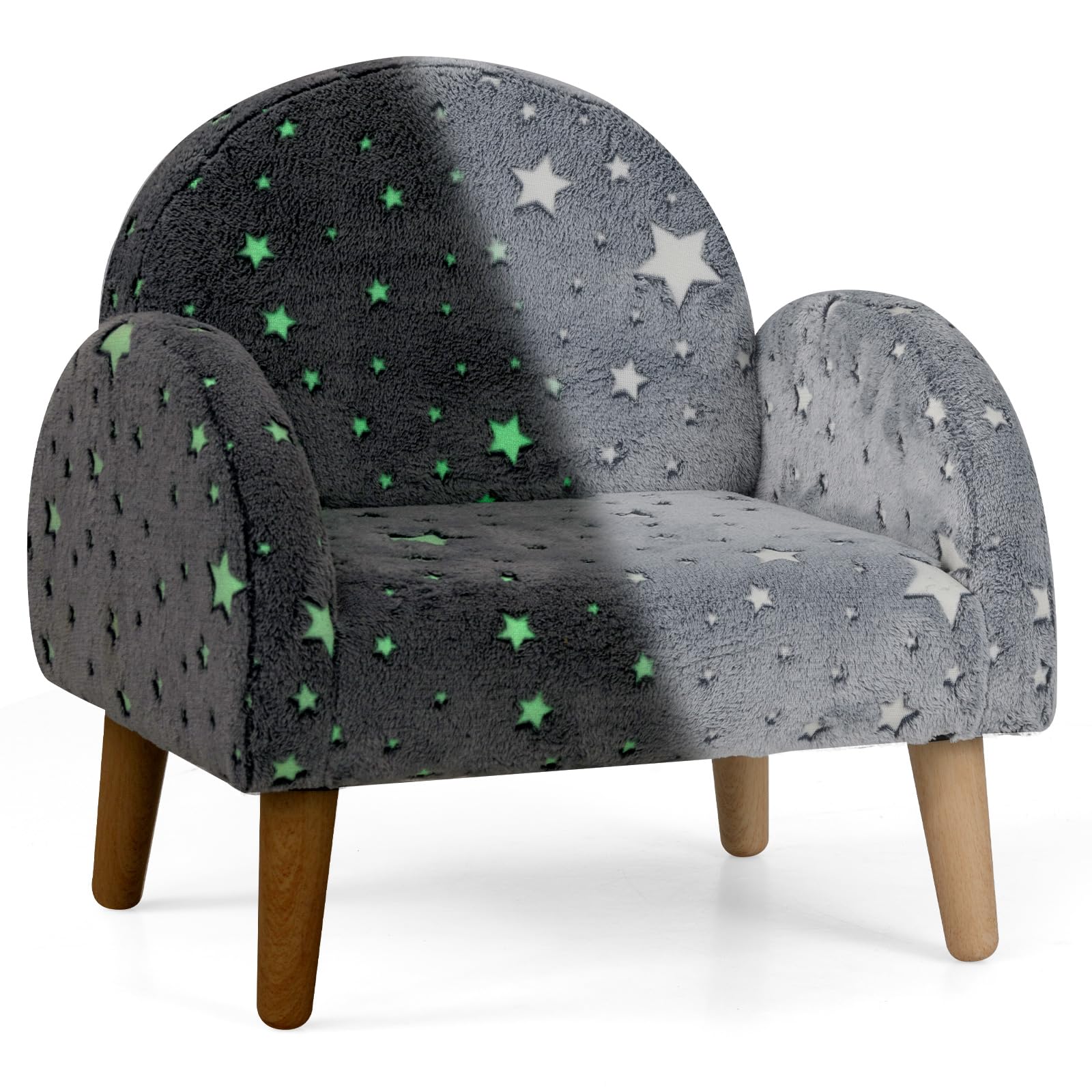 INFANS Kids Sofa with Glow in The Dark, Toddler Armchair Couch, Upholstered Comfy Foam Children Chair for Kindergarten Playroom