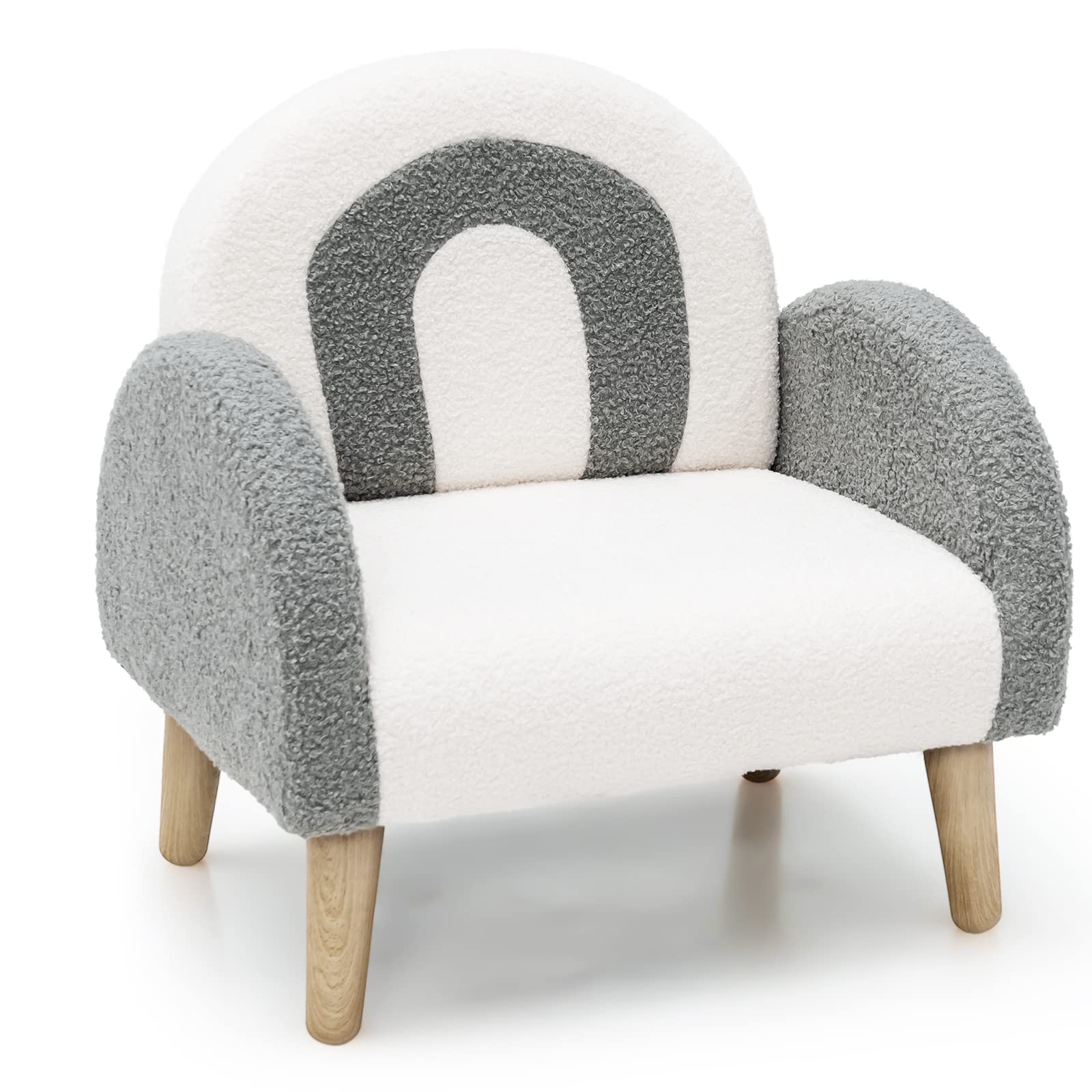 INFANS Kids Sofa, Toddler Armchair with Solid Wooden Frame Anti-Tipping Design Plush Fabric, Upholstered Children Chair