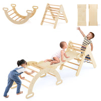 INFANS Climbing Toys for Toddlers, 5 in 1 Kids Wooden Montessori Triangle Set Climber Toy, Indoor Climb Activity