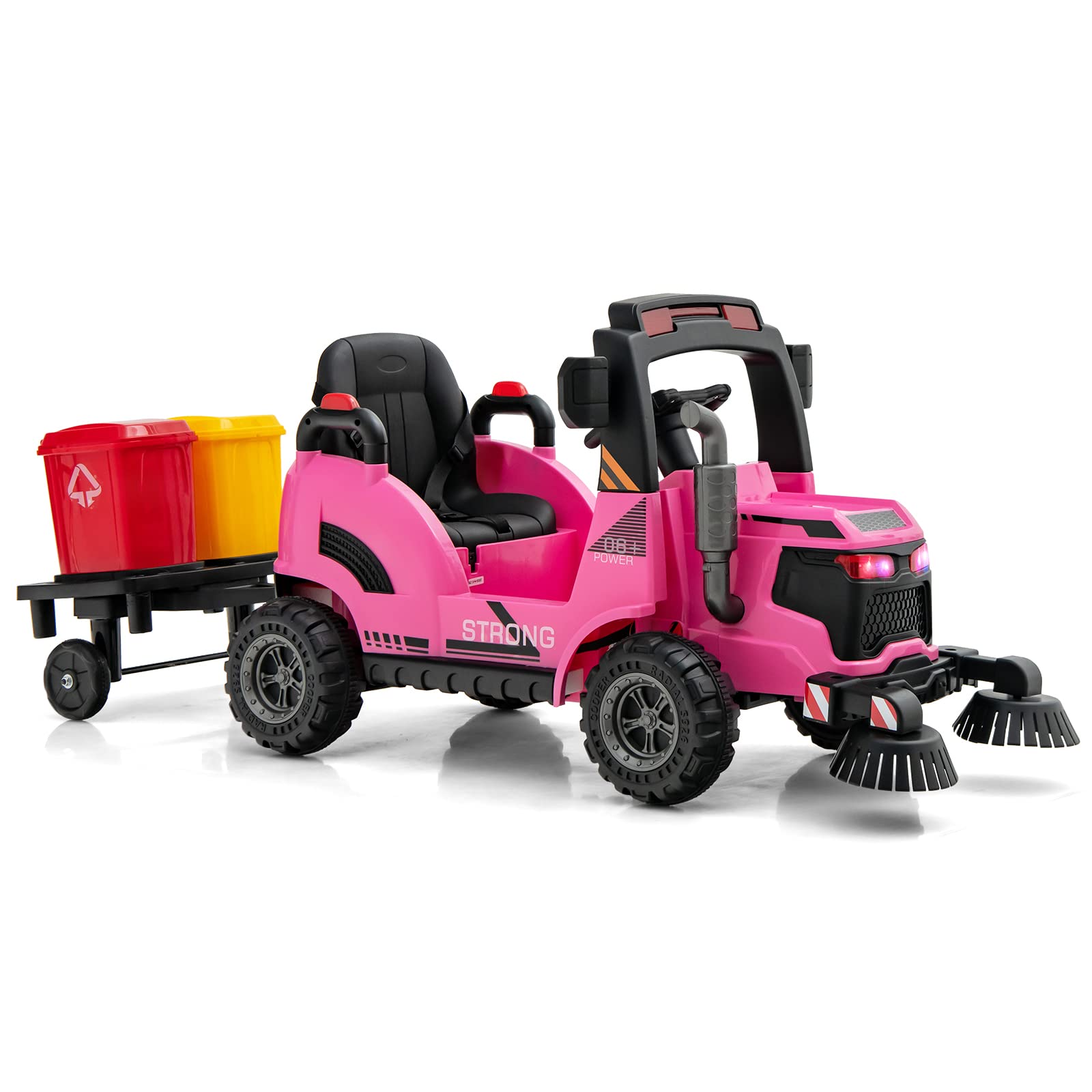 INFANS Ride on Car, 12V 2 in 1 Kids Street Sweeper Truck Electric Vehicle with Remote Control