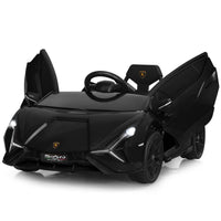 INFANS 12V Licensed Lamborghini Sian Kids Ride on Car with Parent Remote Control, Electric Toy Roadster Carbon Fiber Textured