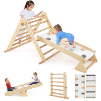 INFANS Pikler Triangle Set 7 in 1 Climbing Toys for Toddlers Foldable Baby Wood Montessori Jungle Gym