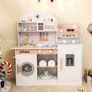 INFANS Kids Kitchen Playset, Toddler Wooden Kitchen Pretend Cooking Toy Set with Coffee Maker