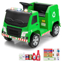 INFANS Ride on Car, 6V Recycling Garbage Truck Electric Vehicle with Music, Horn, Warning Lights