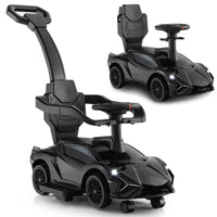 INFANS 3 in 1 Ride on Push Car, Licensed Lamborghini Baby Stroller Sliding Walking Car with Push Handle