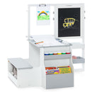 INFANS 3 in 1 Kids Art Table and Chair Set, Toddler Wood Activity Desk with Double-Sided Easel, Children Furniture