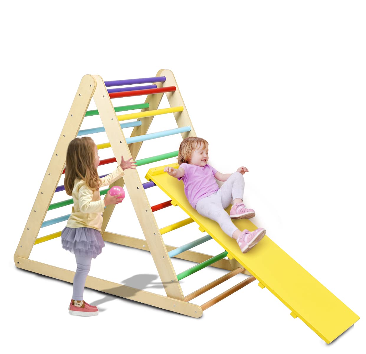 Kids Wooden Foldable Climbing Toys with Ramp and Ladder