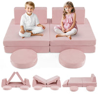 INFANS Modular Kids Play Couch, 6 PCS Toddler Creative Sectional Fort Building Sofa for Playroom, Bedroom